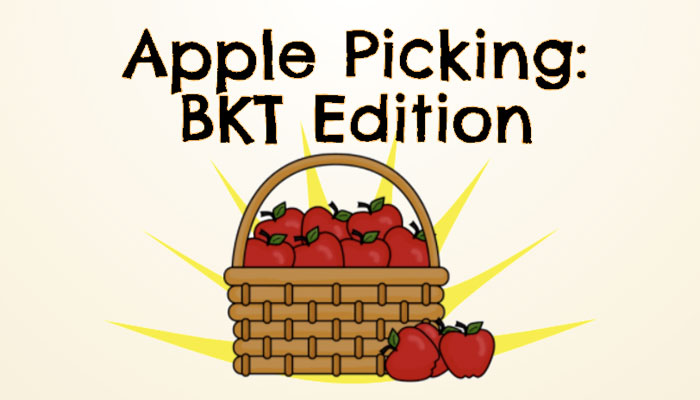 A screenshot of a basket of apples and Apple Picking BKT Edition