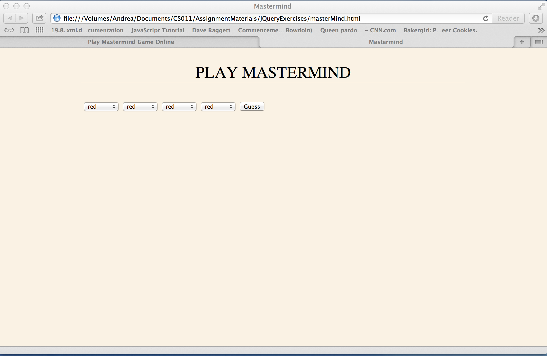 start of game screenshot