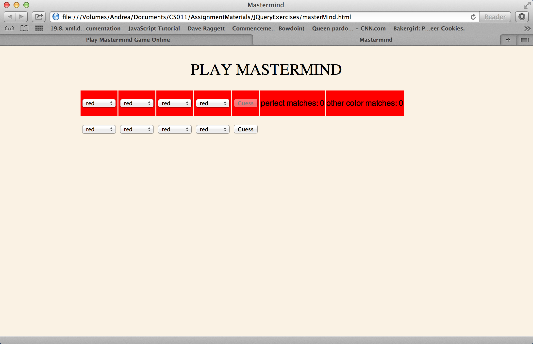 start of game screenshot