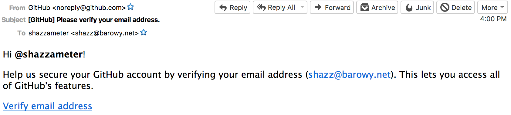 github verification email