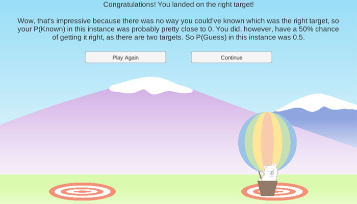 Screenshot of the Bucket BKT explainable game