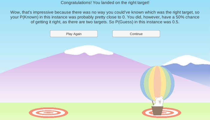 Screenshot of the Bucket BKT explainable game