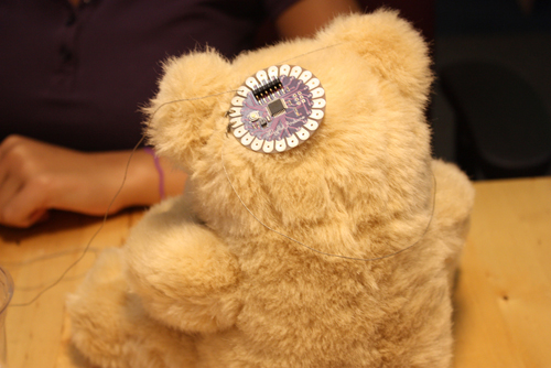 Sewing an Arduino to a teddy bear