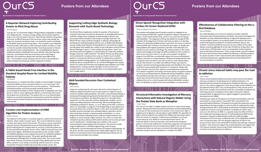 Poster of all the abstracts at the 2013 OurCS conference