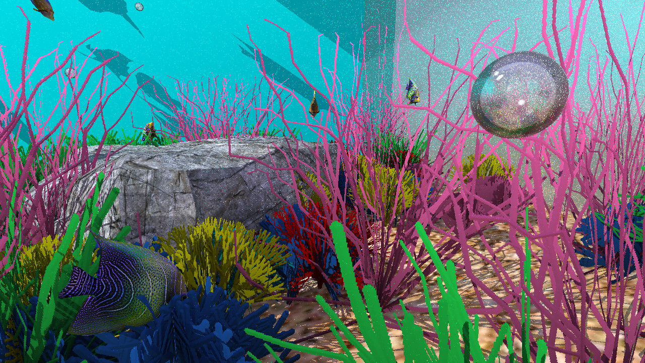 Inside our Fish Tank Scene. This image was taken inside our fish tank scene with fish swiming through and around our coral, just like they do in real life.